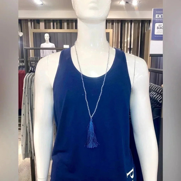 🥰 Cute Blue Necklace with Tassel 🥰 Unisex (please see all  pictures) - Picture 4 of 7